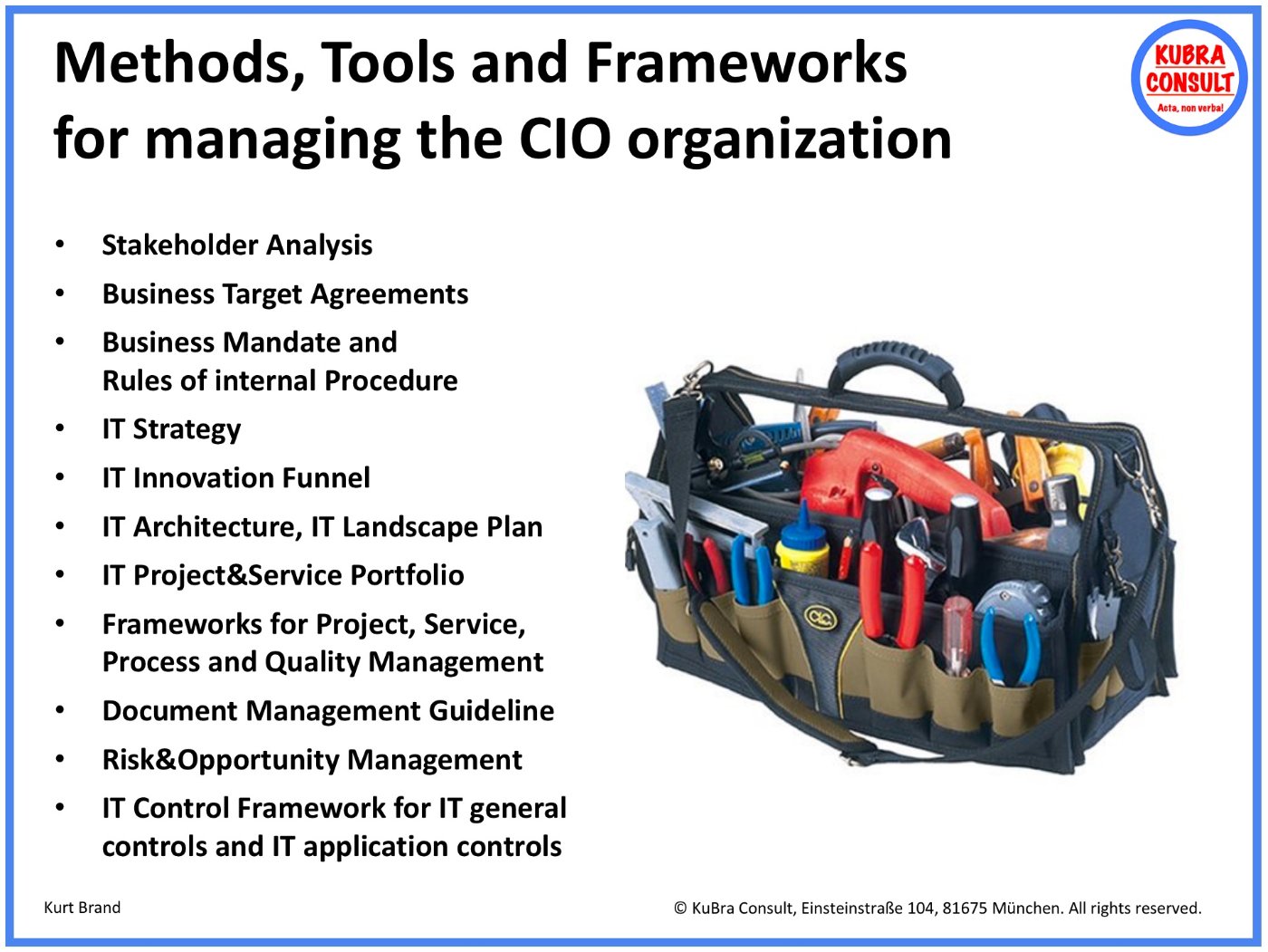 Methoden, Tools und Frameworks für das Management von IT-Organisationen